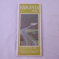 Virginia 1974 Big Walker Mountian Tunnel Interstate Official State Highway Map picture