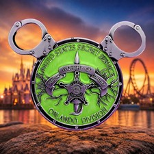 🔥US Secret Service Disneyworld Orlando Office Lime Green Mickey Challenge Coin picture