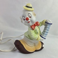 Vintage 1950's I W Rice Clown Musician Lamp Night Light Porcelain  picture