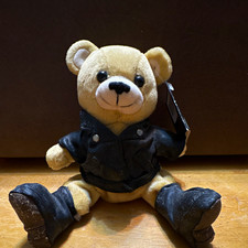 Harley-Davidson Kickstart Plush Teddy Bear w/ Black Jacket & Boots 1998 picture