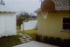 c1960's Kodachrome 35mm Slide, Backyard NBA Hoop, Suburban Home mid century picture