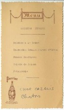 c1950s American Express menu with Perrier drinking water - Cazalis France? picture