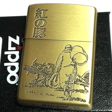 Zippo Oil Lighter Porco Rosso Gold Brass Regular Case Studio Ghibli Japan picture