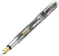Xezo Maestro Medium Fountain Pen, Black Mother of Pearl. Handmade, LE picture