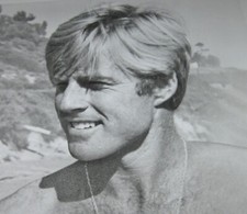 Sexy Robert Redford Vintage Photo #320 Handsome Smile on Beach B&W Headshot picture