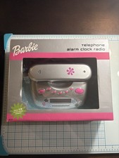 NIB Mattel Barbie Telephone, Radio, Alarm Clock Gray and Pink BE377 VTG 2000 picture